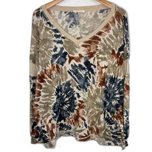 Lovely J Oversized Lightweight Knit V-neck Pullover Sweater Size Large/XLarge